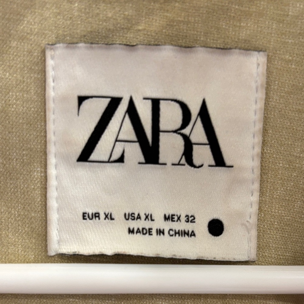Zara Cream Faux Leather Overshirt Shacket Button Front Jacket XL - Picture 2 of 6